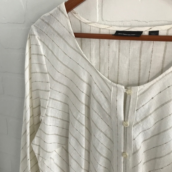 Linen Tunic/shirt Off-White and gold Women Plus size 18/20 (1X) - Picture 1 of 7